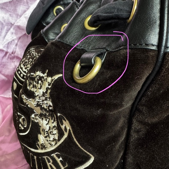 VINTAGE Juicy Couture Daydreamer Black Velour Tote Bag - Picture 8 of 16